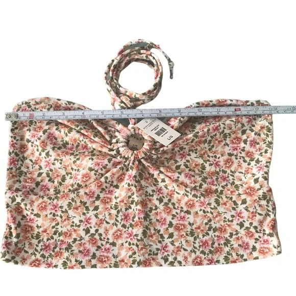 🌻4/$20 Aeropostale Bandeau Floral Print Top with Neck Tie Size Large NWT - Picture 3 of 8